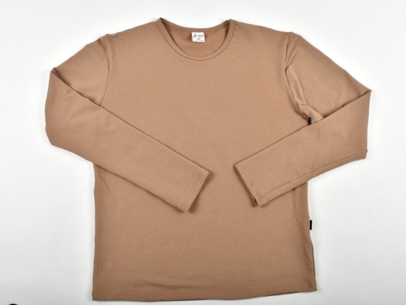 Pyžamové nebo domácí triko s dlouhým rukávem KAMIL - světle hnědé - Velikost: EU46