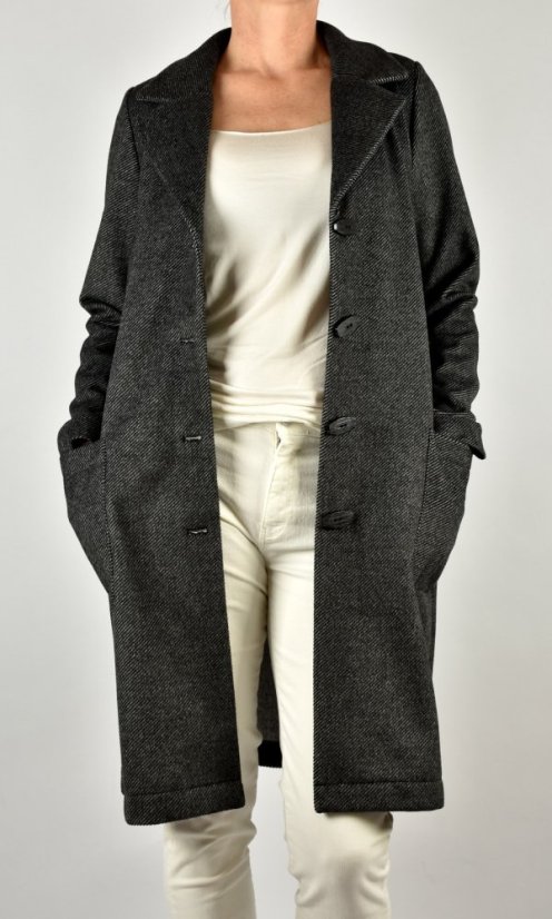 Dámský kabát DORIS - šedočerný melír - Velikost: XXL