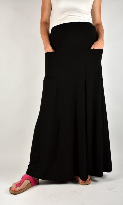LOTTA prodloužená černá sukně s kapsami