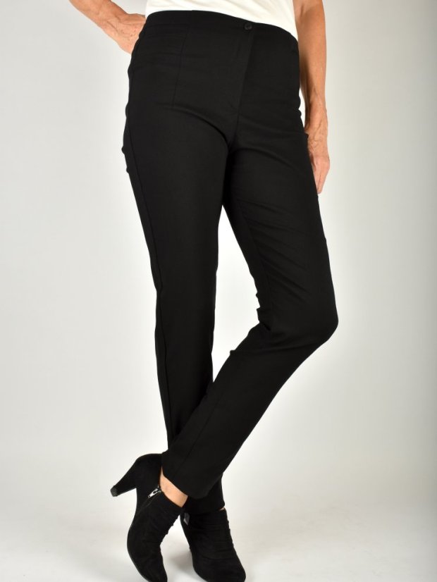 Dámské kalhoty UOMO  19750 slim fit - černé L34 - Velikost: EU48