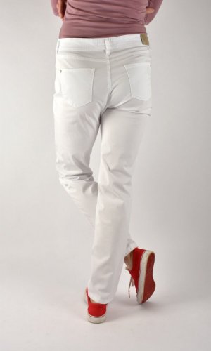 CORA - plátěné kalhoty džínového střihu - bílé L34 - Velikost: EU48
