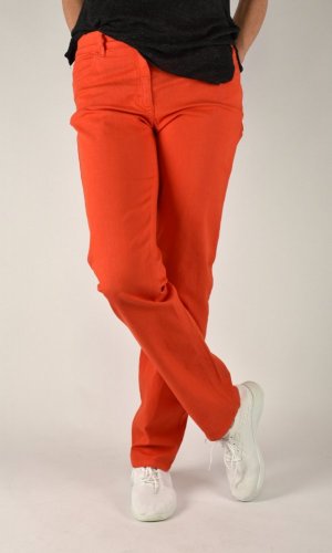 CORA kalhoty džínového střihu - červené L34 - Velikost: EU42