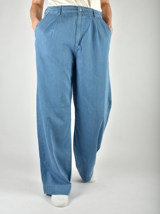 PERA Mid Blue Lt - dámské prodloužené kalhoty se širokými nohavicemi L34