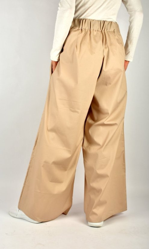 Široké letní kalhoty KELLY L34 - plátěné béžové - Velikost: EU38
