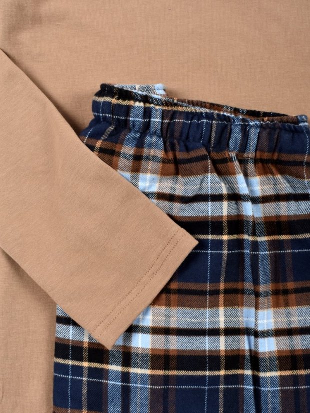 Pyžamové nebo domácí triko s dlouhým rukávem KAMIL - světle hnědé - Velikost: EU46