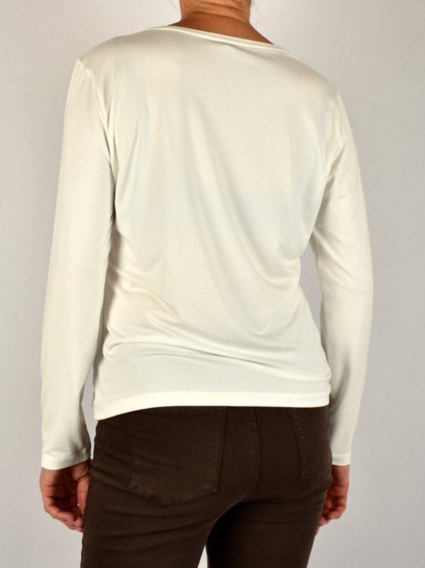 Triko JANNA Off White s nápisem - dlouhý rukáv - Velikost: EU38