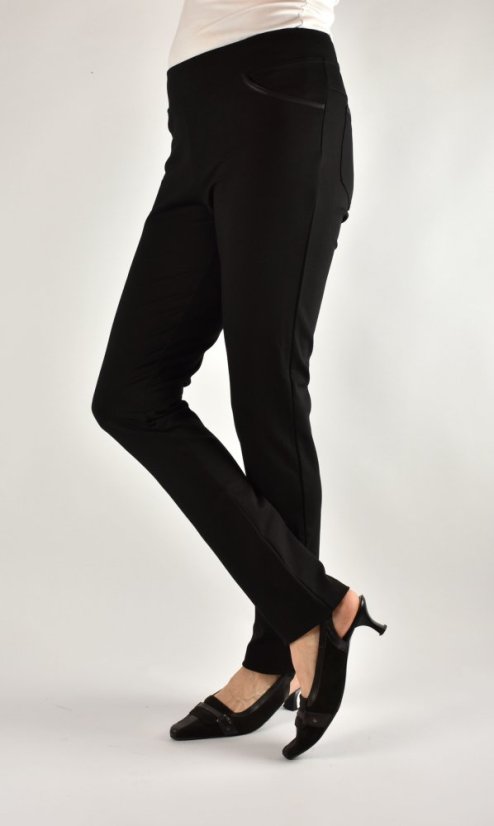 Dámské prodloužené kalhoty DITA s kapsami - černé, úplet