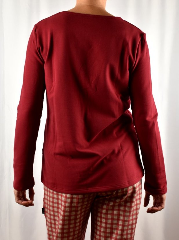 Pyžamové / domácí triko JARKA s dlouhým rukávem - cihlové - Velikost: EU46
