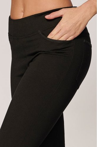 Dámské prodloužené kalhoty DITA s kapsami - černé, úplet
