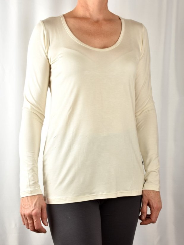 Triko BASIC s kulatým výstřihem a dlouhými rukávy - smetanové - Velikost EU: 44
