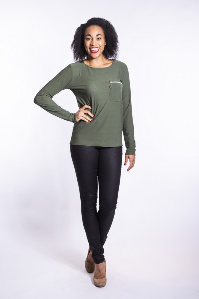 Blůza s kapsou na zip ILT10756KH