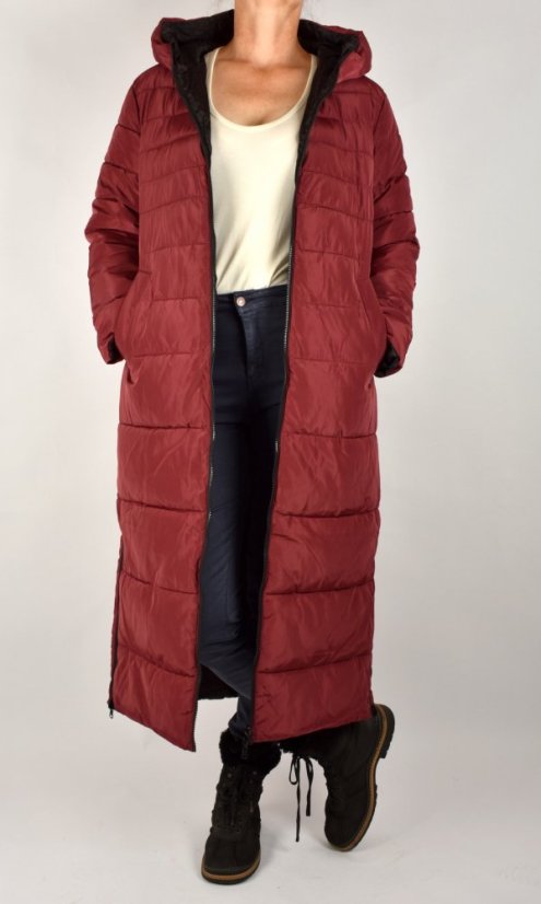 Oboustranný zimní kabát PICOLIEN Oxblood Red - Velikost: EU50