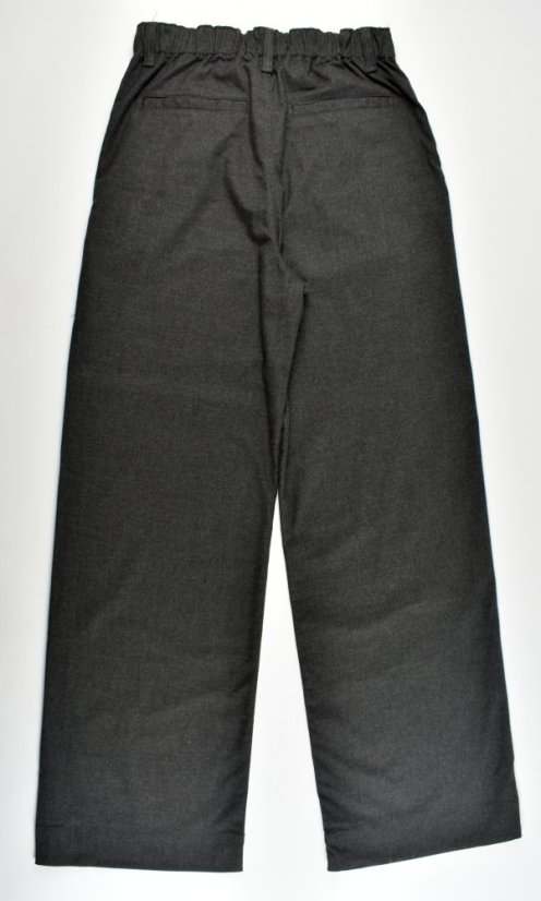 PERA Dark Grey Checked dámské prodloužené kalhoty se širokými nohavicemi L36 - Velikost: W34