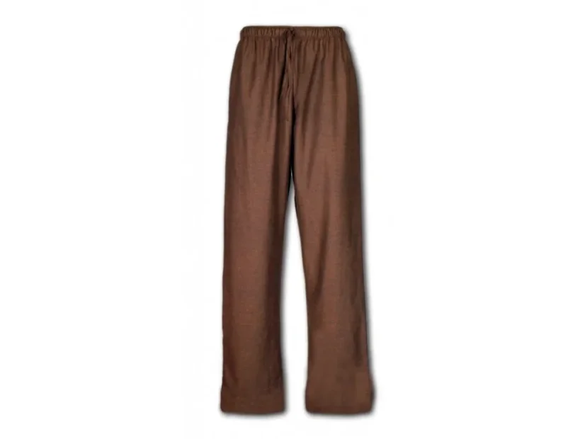 LUDVA 33A pánské pyžamové/domácí kalhoty flanelové - hnědé L38