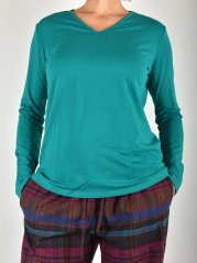 Pyžamové / domácí triko JARKA s dlouhým rukávem - tyrkys