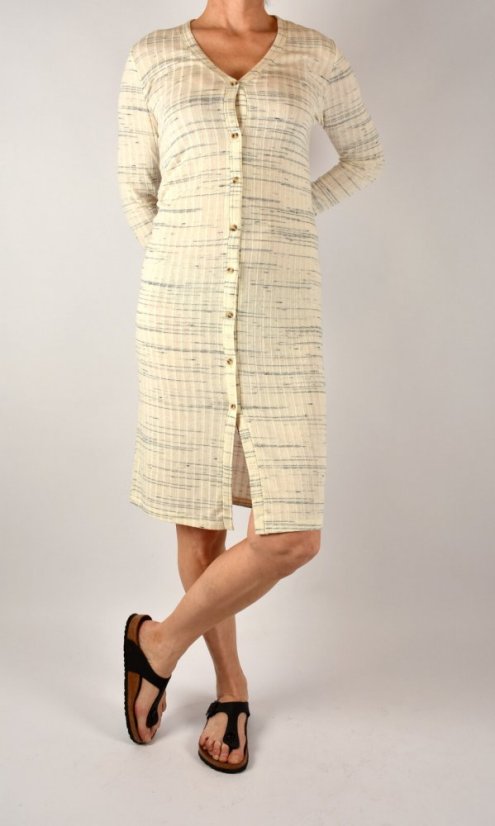 Dlouhý cardigan - šaty na zapínání Light Beige Melange - Velikost: EU48