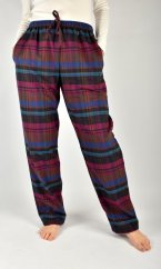 LUISA 193 dámské pyžamové/domácí kalhoty flanelové - hnědorůžová kostka L36