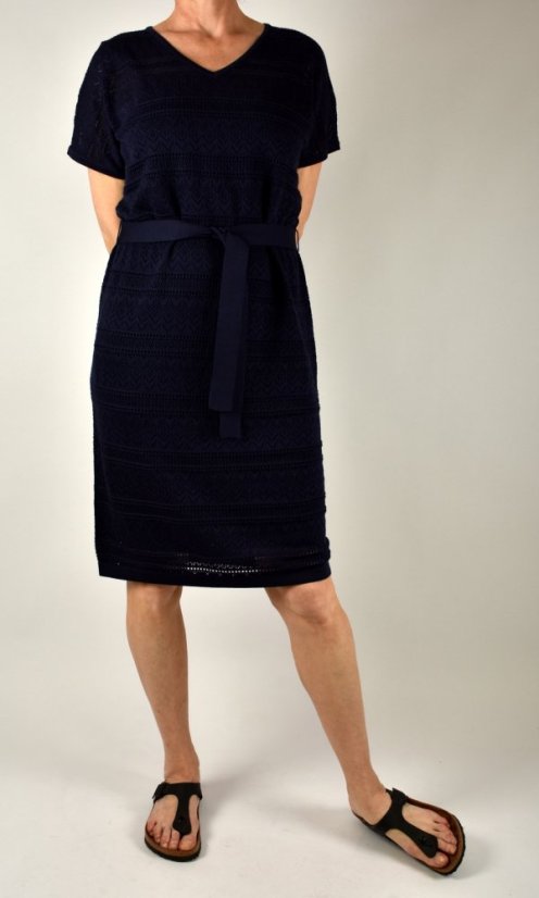 Letní pletené šaty s krátkým rukávem Deep Blue