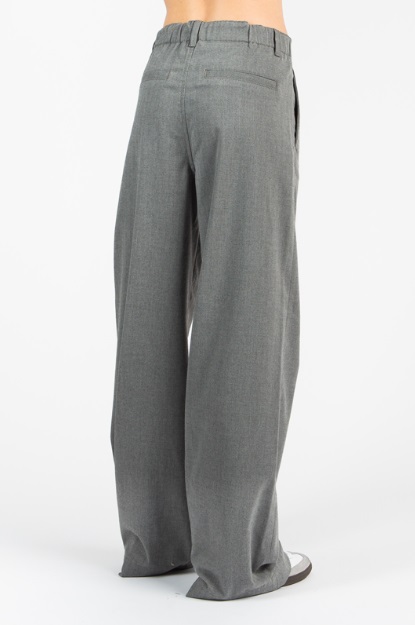 PERA Dark Grey Checked dámské prodloužené kalhoty se širokými nohavicemi L34