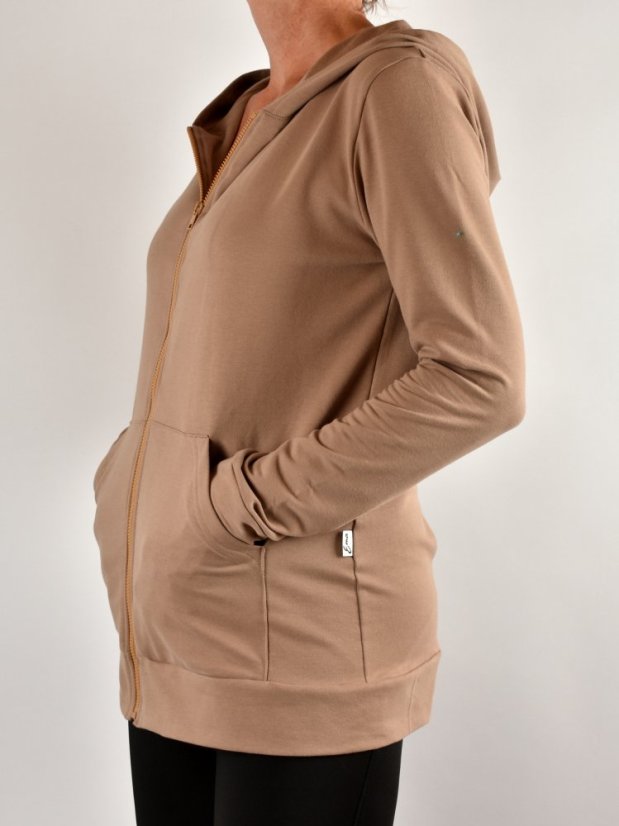 Dámská prodloužená mikina VIKTORIE - světle hnědá