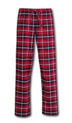 LUISA 184 dámské pyžamové/domácí kalhoty flanelové - růžovočervená kostka a modrý proužek L36