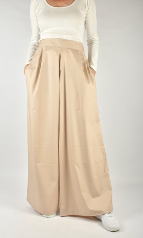 Široké letní kalhoty KELLY L34 - plátěné béžové - Velikost: EU38