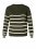 Dámský svetr s pruhy GREEN/OFF white - Velikost: EU38