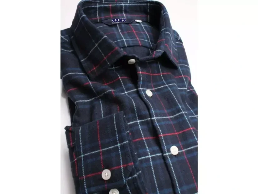 Pánská flanelová košile BRUNO - modrá kostka 189 - Velikost: EU44