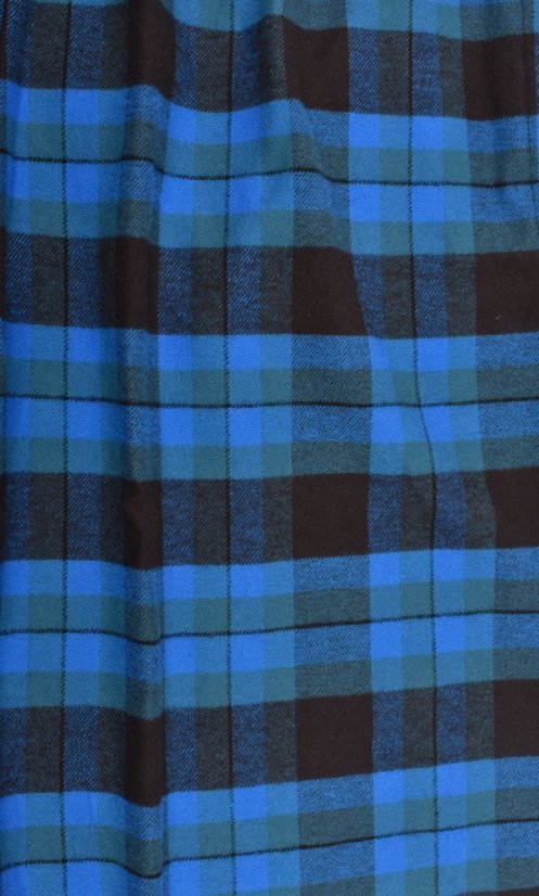 LUDVA B196 pánské pyžamové/domácí kalhoty flanelové - modrozelená kostka L36 - Velikost: M