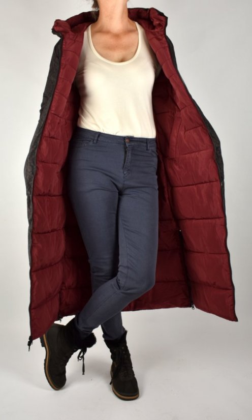 Oboustranný zimní kabát PICOLIEN Oxblood Red - Velikost: EU50