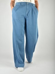 PERA Mid Blue Lt - dámské prodloužené kalhoty se širokými nohavicemi L34