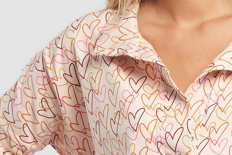 Košilové triko se srdíčky EMÍLIE - Velikost EU: 46