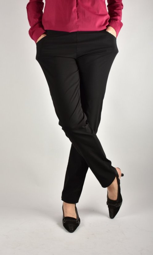 Dámské prodloužené kalhoty DITA s kapsami - černé, hladké, teplejší