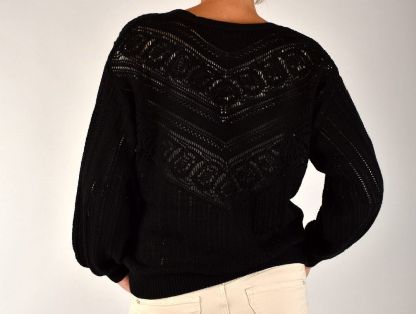 Svetřík z krajkového úpletu - černý - Velikost: EU42