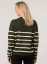 Dámský svetr s pruhy GREEN/OFF white - Velikost: EU38
