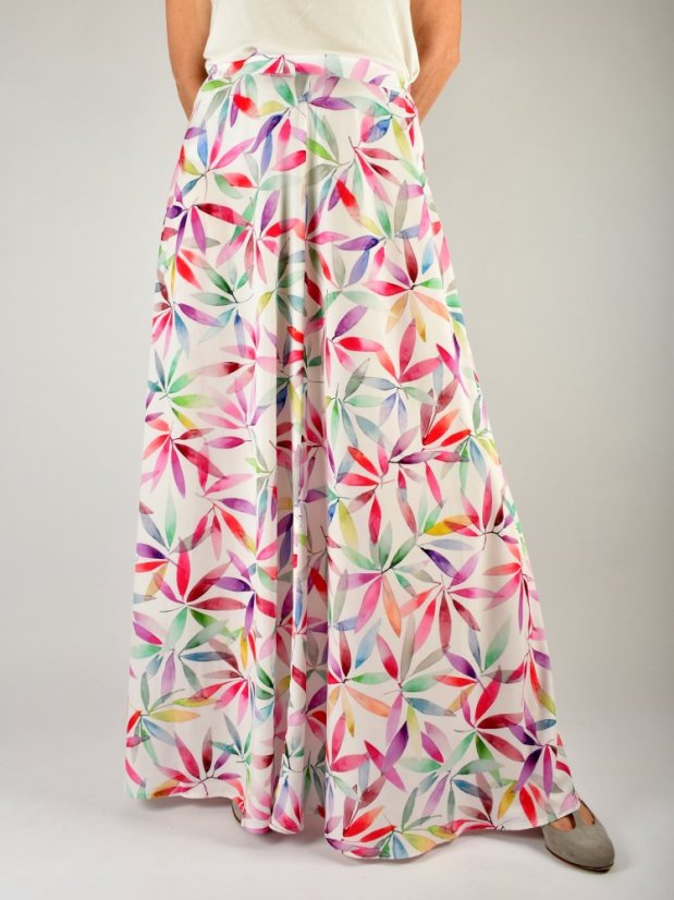 Letní maxi sukně ULRIKE - barevné  listy - Velikost: EU48