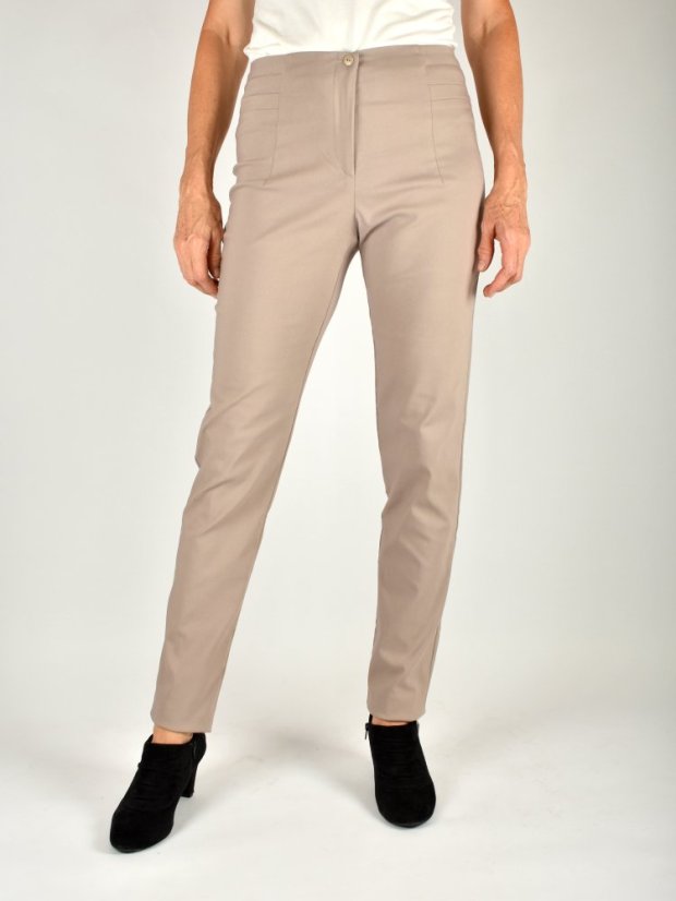 Dámské kalhoty UOMO  19750 slim fit - světle béžové L36 - Velikost: EU42