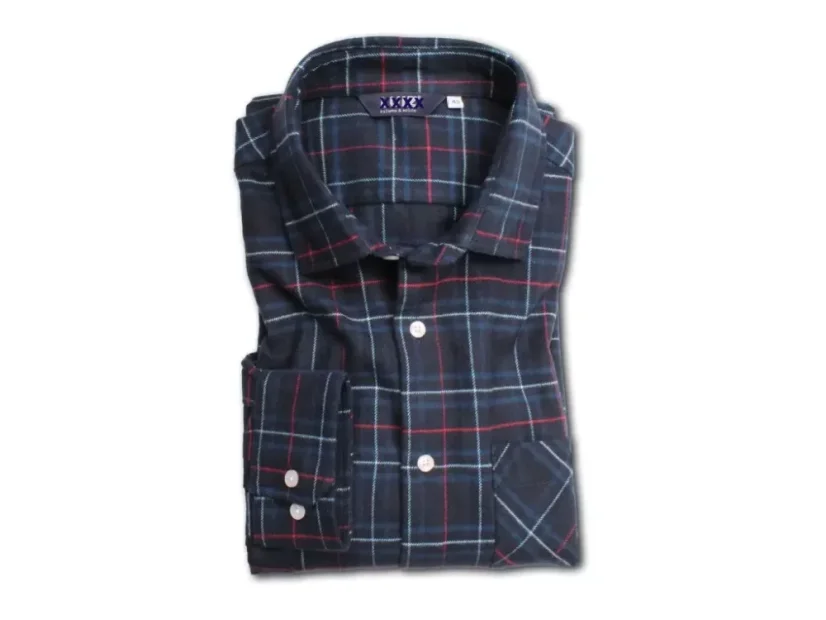 Pánská flanelová košile BRUNO - modrá kostka 189 - Velikost: EU44