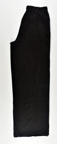 Lněné letní široké kalhoty HOLLY - černé L36 - Velikost: EU46