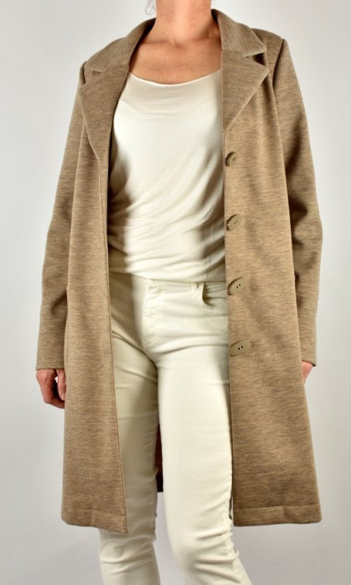 Dámský kabát DORIS - béžový melír - Velikost: XXL