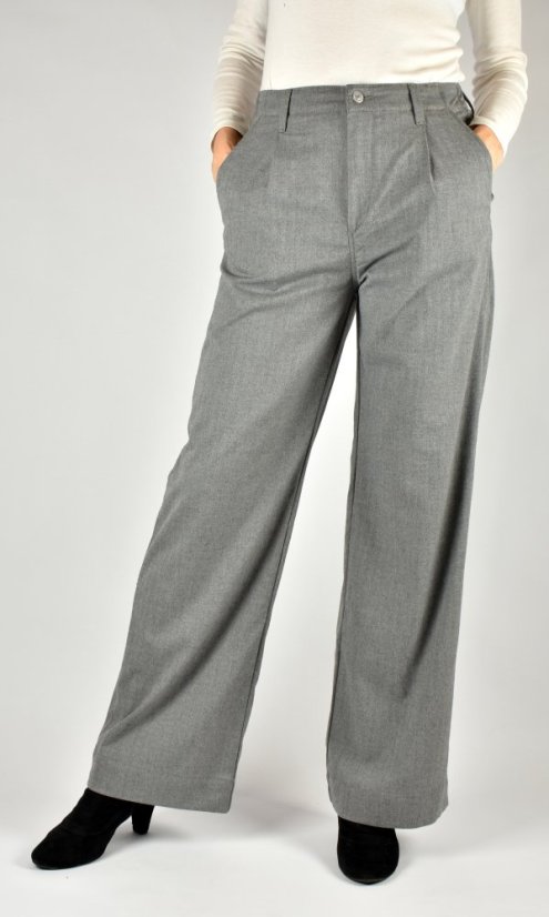 PERA Grey Smart Sporty - dámské prodloužené kalhoty se širokými nohavicemi L34 - Velikost: W34