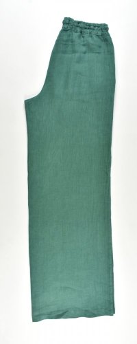 Lněné letní široké kalhoty HOLLY - zelené L34