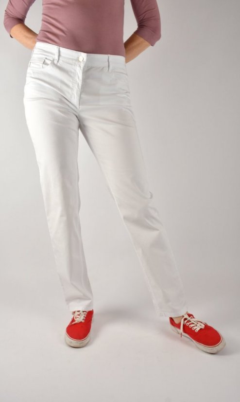 CORA - plátěné kalhoty džínového střihu - bílé L34 - Velikost: EU38