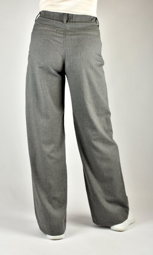 PERA Grey Smart Sporty - dámské prodloužené kalhoty se širokými nohavicemi L34 - Velikost: W34