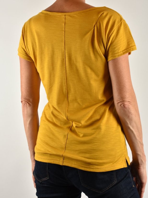 Dámské tričko DANY s véčkem - hořčicové - Velikost: EU42