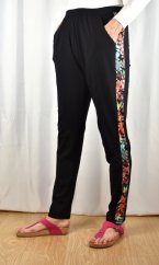 Volné kalhoty s lampasem - černé