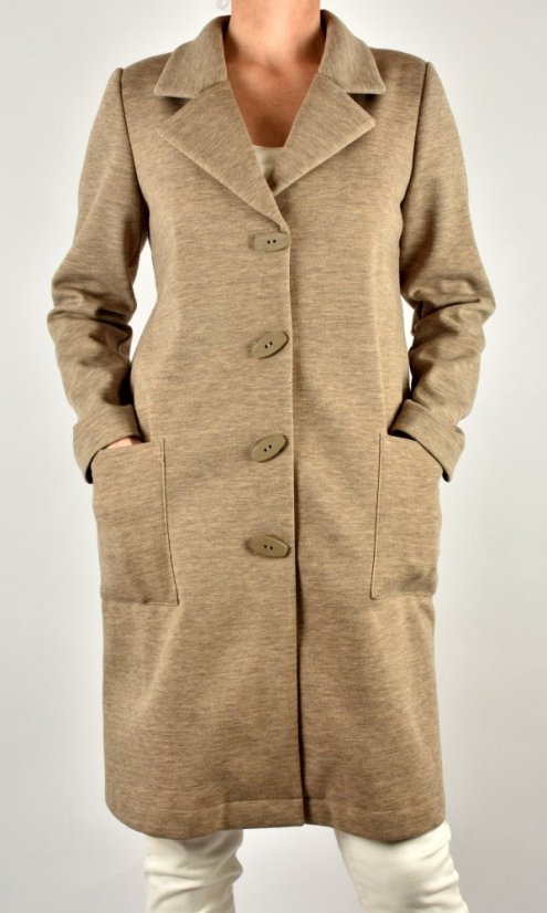 Dámský kabát DORIS - béžový melír - Velikost: XXL