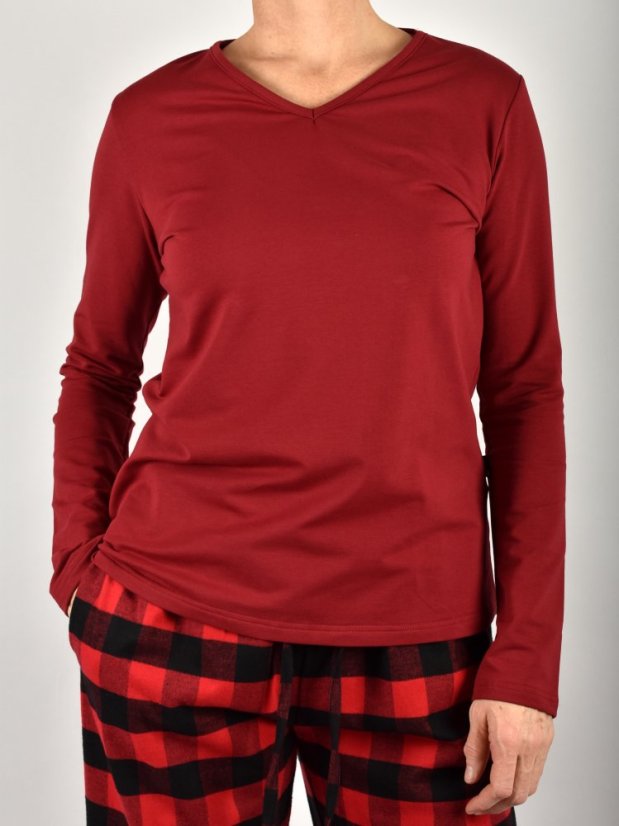 Pyžamové / domácí triko JARKA s dlouhým rukávem - cihlové - Velikost: EU46