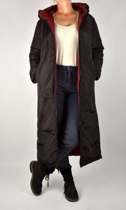 Oboustranný zimní kabát PICOLIEN Oxblood Red - Velikost: EU50