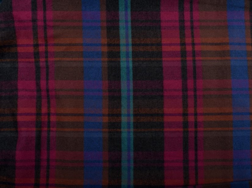 LUISA 193 dámské pyžamové/domácí kalhoty flanelové - hnědorůžová kostka L34 - Velikost: S